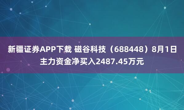 新疆证券APP下载 磁谷科技（688448）8月1日主力资金净买入2487.45万元